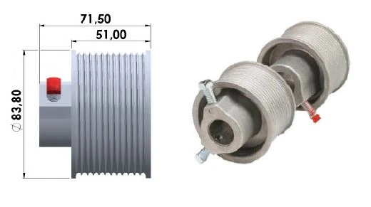 POLEA TAMBOR Ø84 L51 D02851 Puerta Seccional